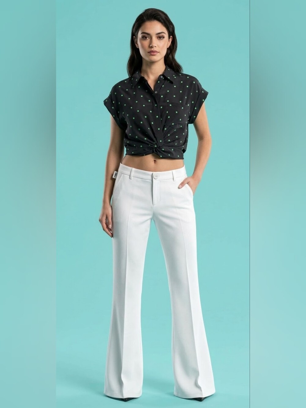 MOSCHINO JEANS White Low-Waist Flare Trouser - SIZE 8/42